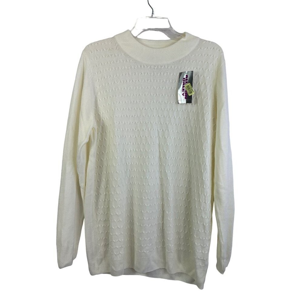 Allison Daley Women's Cream Mock Neck Sweater Top